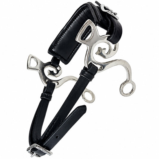 Ecavallo Hackamore Bitless Horse Riding Bit Adjustable Black Leather