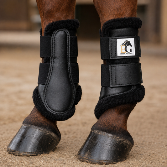 Ecavallo Gear Black Fleece Lined Horse Brushing Boots