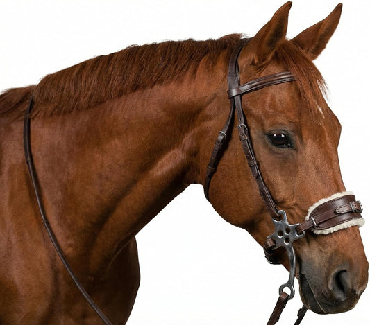 Hackamore Bitless Horse Bit Western Riding Adjustable Brown Leather