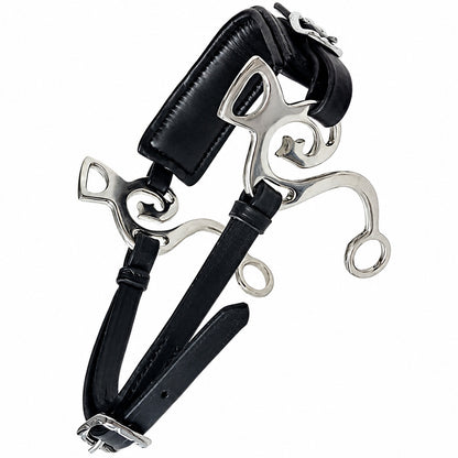 Ecavallo Hackamore Bitless Horse Riding Bit Adjustable Black Leather