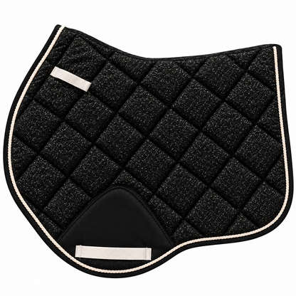 Glitter Saddle Pad Set Matching Ear Net Brushing Boot & Bell Boots Black