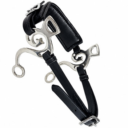 Ecavallo Hackamore Bitless Horse Riding Bit Adjustable Black Leather