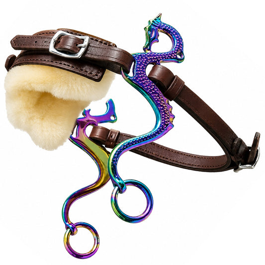 Multicolor Hackamore Bitless Western Horse Riding Bit Adjustable Brown Leather