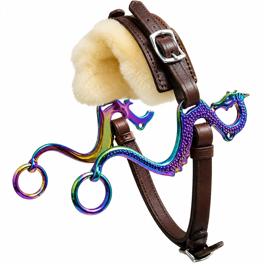 Multicolor Hackamore Bitless Western Horse Riding Bit Adjustable Brown Leather