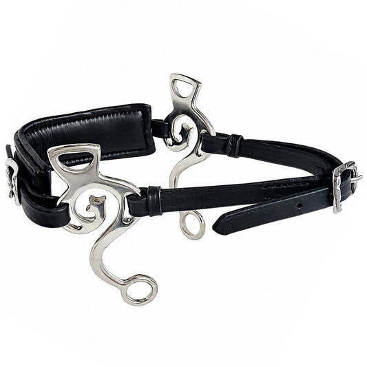Ecavallo Hackamore Bitless Horse Riding Bit Adjustable Black Leather