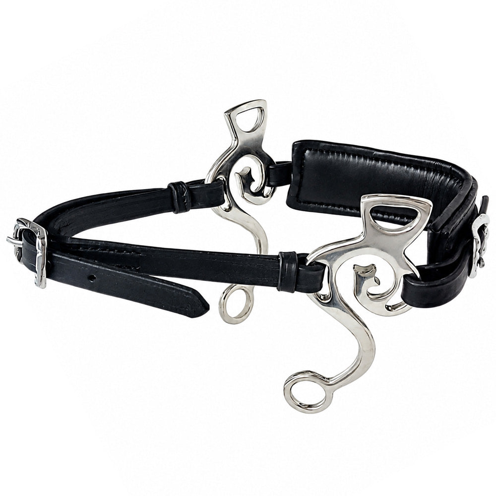 Ecavallo Hackamore Bitless Horse Riding Bit Adjustable Black Leather