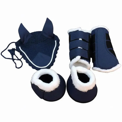 Western Horse Matching Saddle Pad Set, Ear Net Brushing Boots & Bell Boots Set