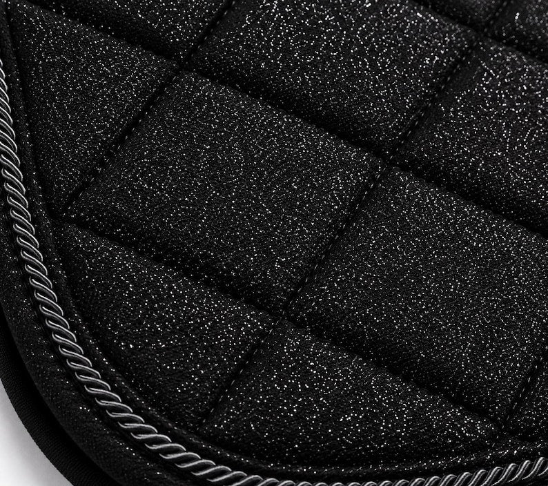 Glitter Saddle Pad Set Matching Ear Net Brushing Boot & Bell Boots Black