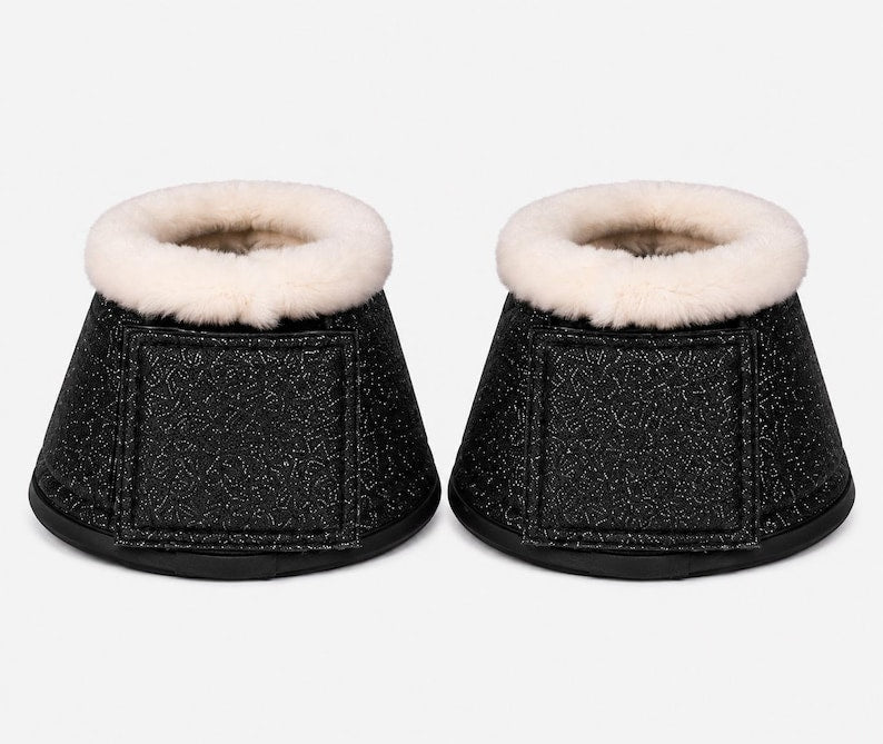 Glitter Saddle Pad Set Matching Ear Net Brushing Boot & Bell Boots Black