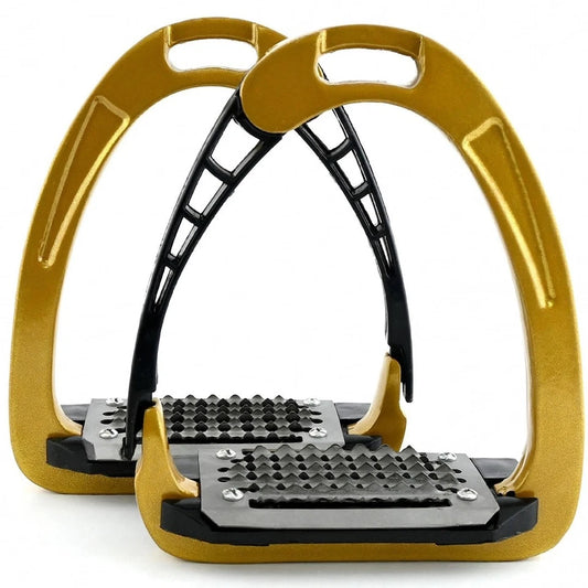 Ecavallo Safety Stirrups Durable Iron Alumionum Western Riding Stirrups Gold