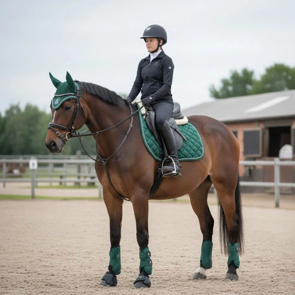 Ecavallo Matching Saddle Pad Set, Ear Net Brushing Boots & Bell Boots Set
